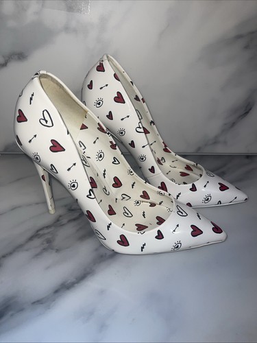ALDO Stessy Stiletto Pump Heels Red & White Hearts Love Size 6 NWOB - Picture 8 of 13