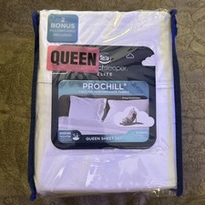 6 Pc QUEEN Serta Perfect Sleeper Elite Prochill Cooling Fabric Sheet Set White
