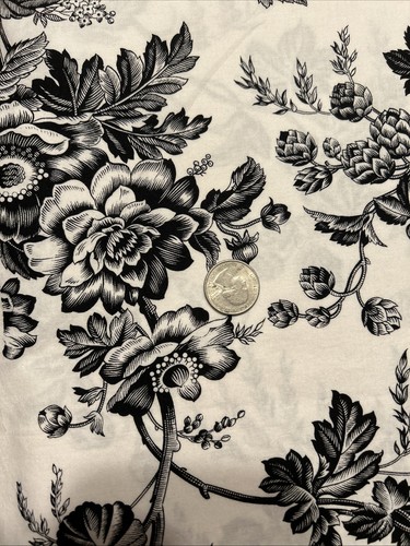 1 Yd 9" P&B Textiles More Romance Alex Anderson B&W Floral 2004 Coton Fabric 42" - Picture 8 of 9