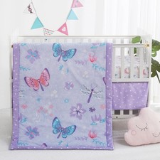 3 Piece Baby Crib Bedding Set, Infant Nursery Bed Set Decor with Quilt  Fitt...