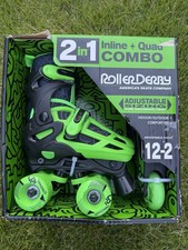Roller Derby Boys 2-in-1 Roller/Inline Skates Black/Green, Size 12-2