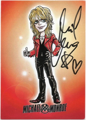 MICHAEL MONROE Hanoi Rocks 11th Street Kids Tragedy Fallen Star Autograph SIGNED