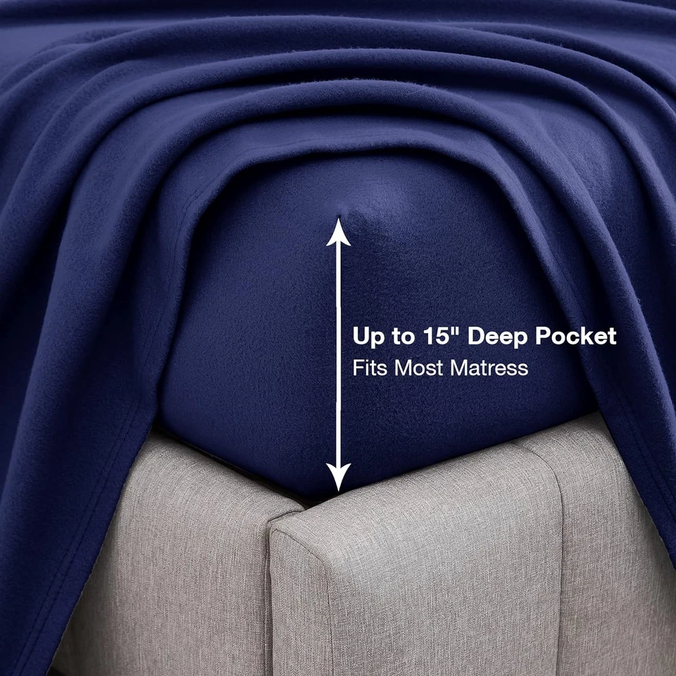 Juego de sábanas de felpa micro polar queen - sábanas de invierno de terciopelo suave, profundas Foto 3 de 4