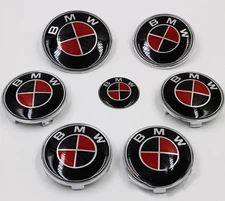 7PCS HubCaps 68MM Steering Wheel Emblem Badge Set 82MM 74MM For B-M-W 45MM