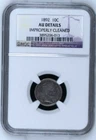 1895 Barber 10 NGC AU Details, Improperly Cleaned