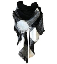  Womens Warm Long Shawl Winter Wraps Large Scarves Knit Big Black White