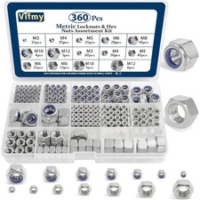 360PCS Metric Hex Nuts Locknuts Kit M3-M12 304 Stainless Steel