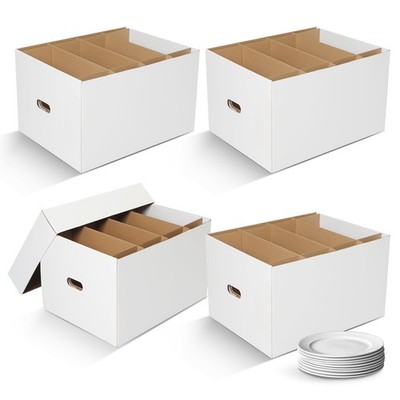 4 Pack Large Dish Packing Boxes for Moving with Divider 20 x 15 x 12 Inch Kit...