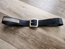HARLEY-DAVIDSON VINTAGE BLACK LEATHER BELT W 3-D HD  Sz 32  USA SOLID BRASS