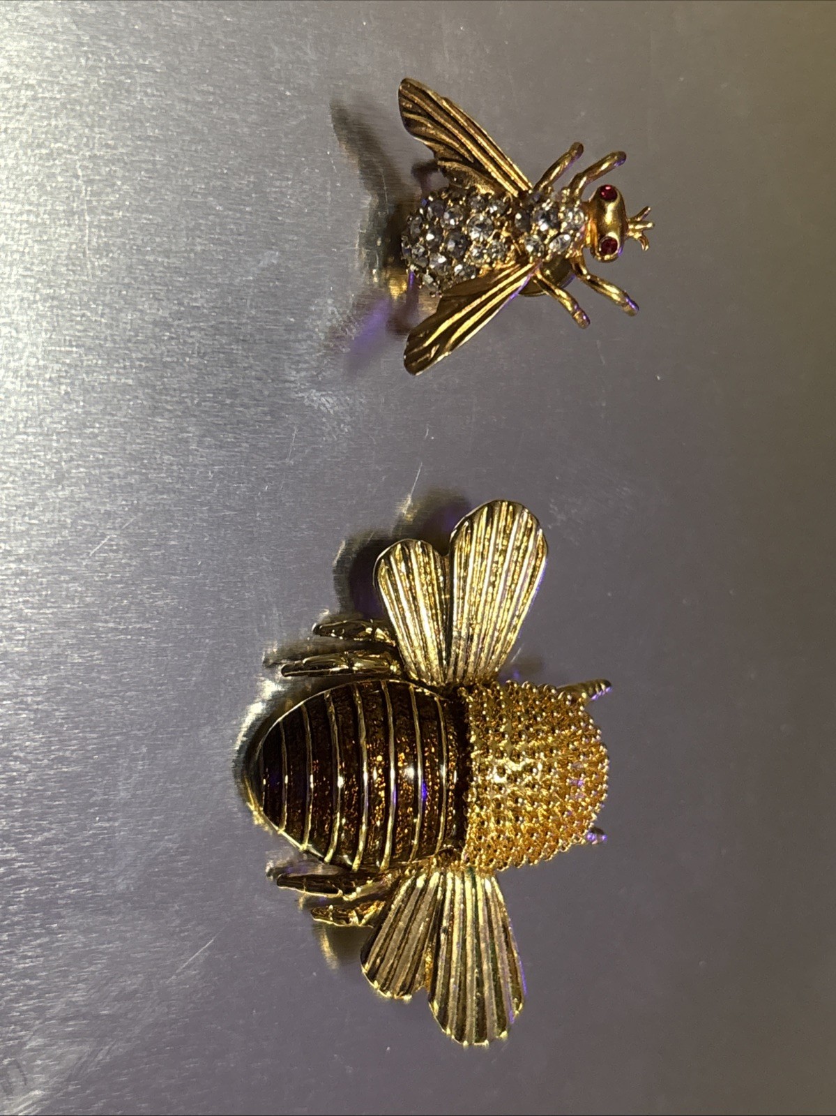Lot Of Two Vintage Bee Brooches Or Lapel Pins