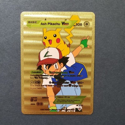 ash pikachu Vmax Rainbow Foil Fan Art Card Hp920 