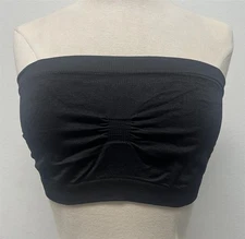 Breathable Mesh Backing Black Seamless Strapless Bandeau Bralette Size XXL