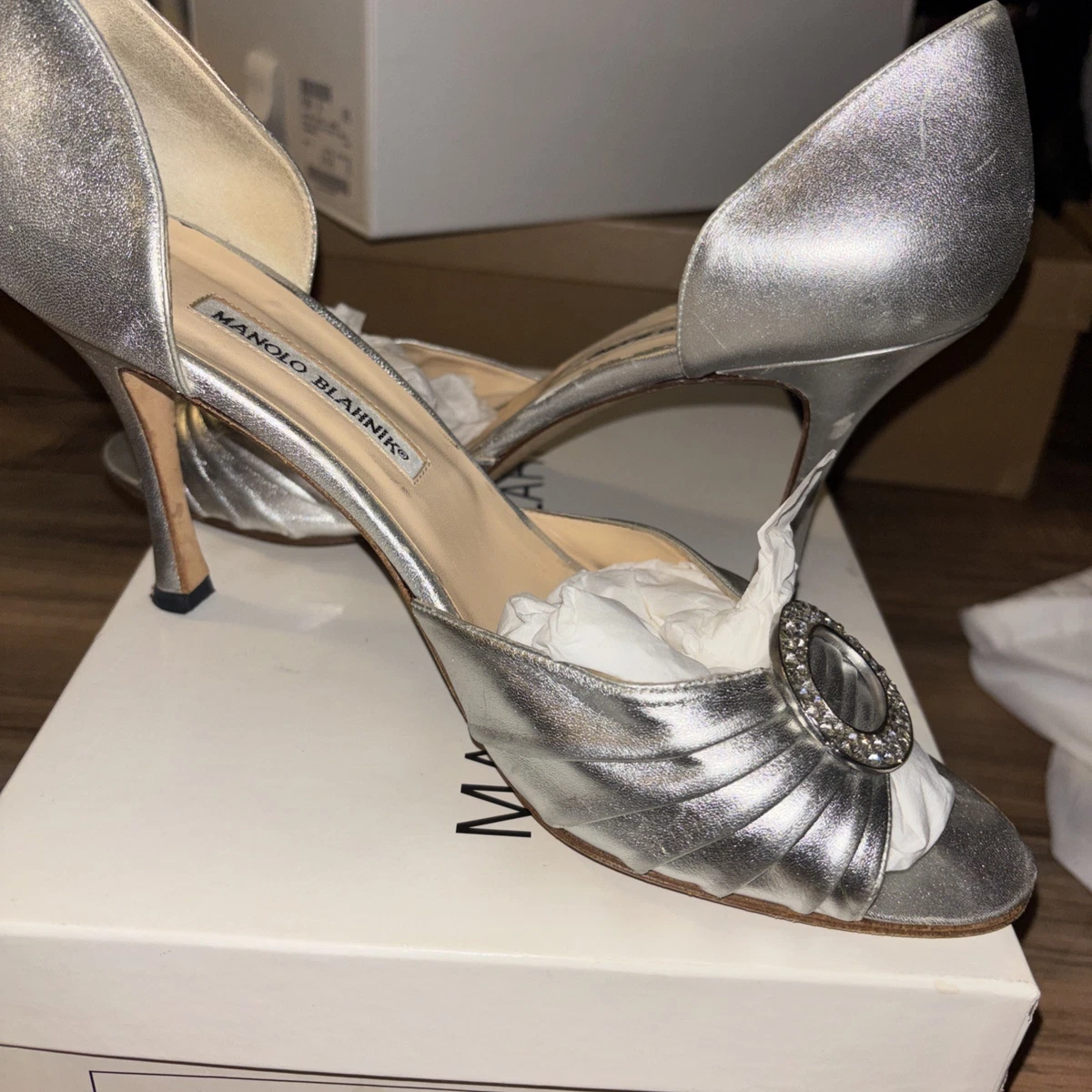Manolo Blahnik Silver Heels for Women for sale | eBay