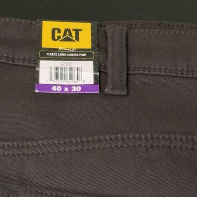 CAT 40 X 30 Mens Fleece Lined Black Canvas Work Pants New With Tags (NWT)