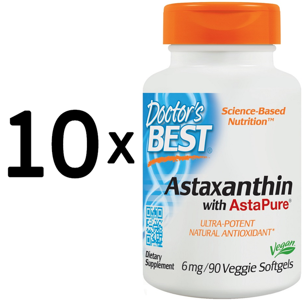 10 X Doctors Best Astaxanthin With Astapure, 6Mg - 90 Veggie (388,88 Eur/Kg)-image