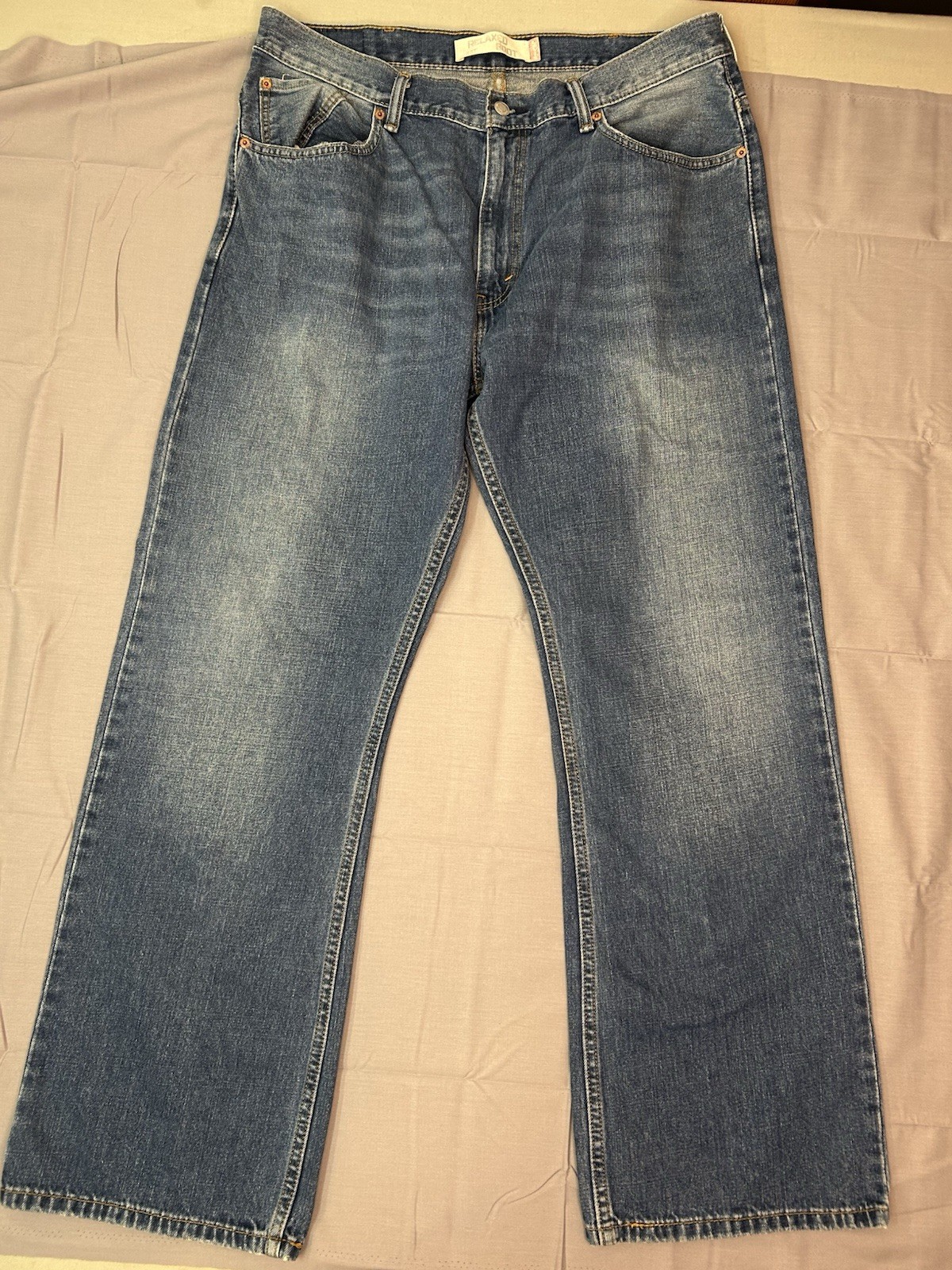 Levi’s 557 Boot Cut Baggy 38 X 32 Whisker Fade EUC