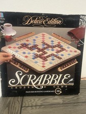 Milton Bradley 4034 Scrabble Rotating Game Board Deluxe Edition 1989 COMPLETE