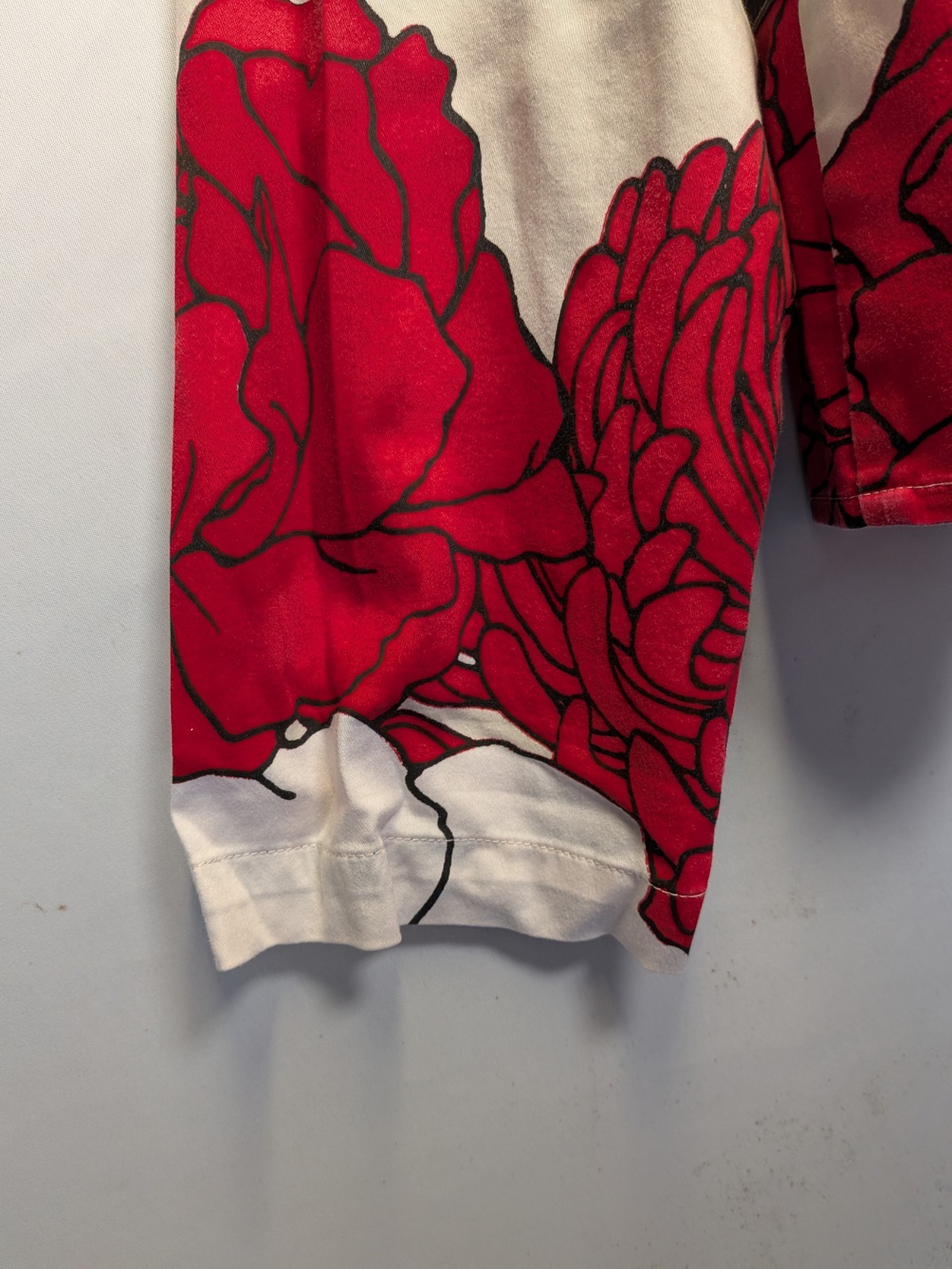 Chicos 2 Button Floral Print Patchwork Top Red Wh… - image 4