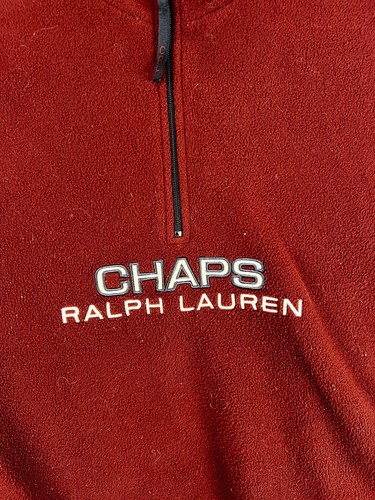 Pullover Chaps Ralph Lauren Para Hombre Grande Borgoña Vellón Cuarto Cremallera Bordado - Imagen 4 de 12