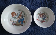 2- Vintage Oneida Deluxe Child s Raggedy Ann Andy Melamine Plastic Bowls