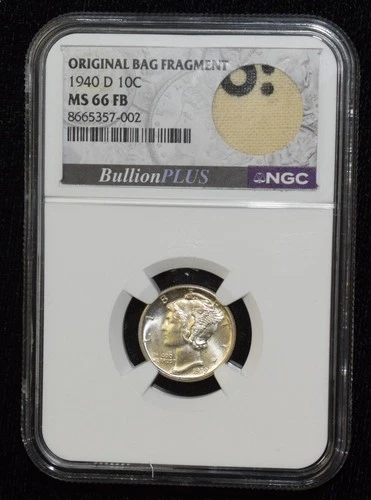 1940-D NGC MS66 FB 10C Mercury Silver Dime Original Bag Fragment