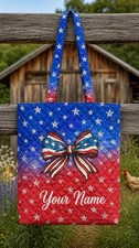 Quilted 250 Years Bow Tote Bag, Patriotic Celebration Colorful Handbag, 1776-202