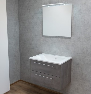New Spirit D.Light Design Badmöbel-Set 73cm Betonoptik LED Spiegel Mineralguss