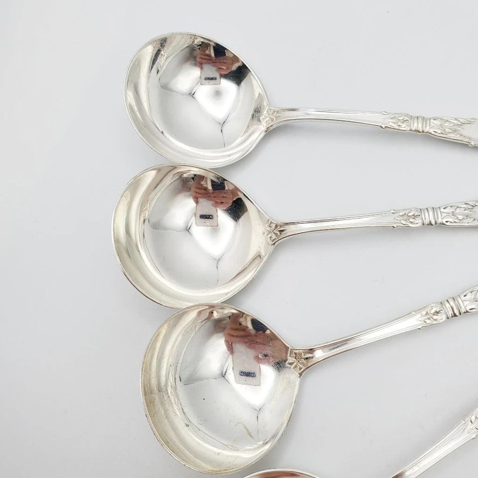 5 Gorham Lansdowne Sterling Silver Bouillon 5” Soup Spoons No Mono 1917 - Image 4 of 4