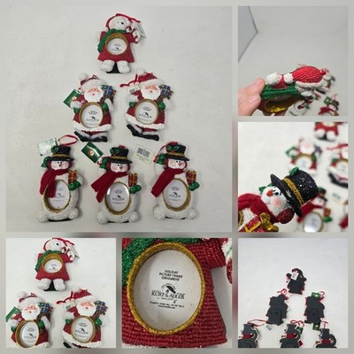 Vintage Kurt S Adler Weihnachtsmann, Bär, Schneemann Weihnachten Bilderrahmen Ornamente