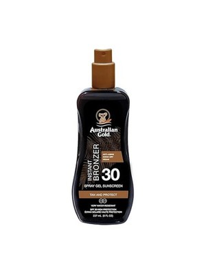 Australian Gold Spray Gel Sunscreen Instant Bronzer, Moisturize & Hydrate spf 30