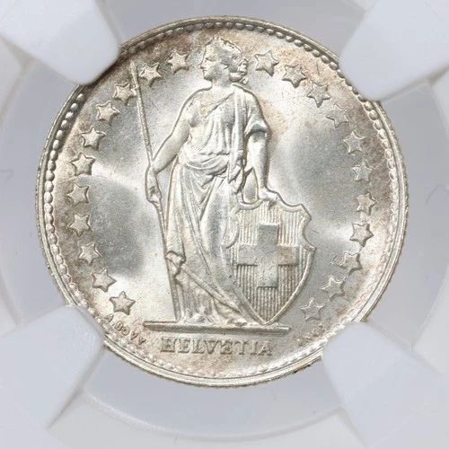 1951-B Switzerland 1/2 Franc - NGC MS65 - 83.5% Silver