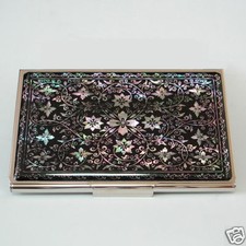 Mother of Pearl Metal Business Credit Name Wallet ID Debit Mini Card Holder Case