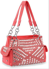 Rhinestone Handbag Bling Purse Tote Sparkles Coral Diamond Purse Crystal Bag