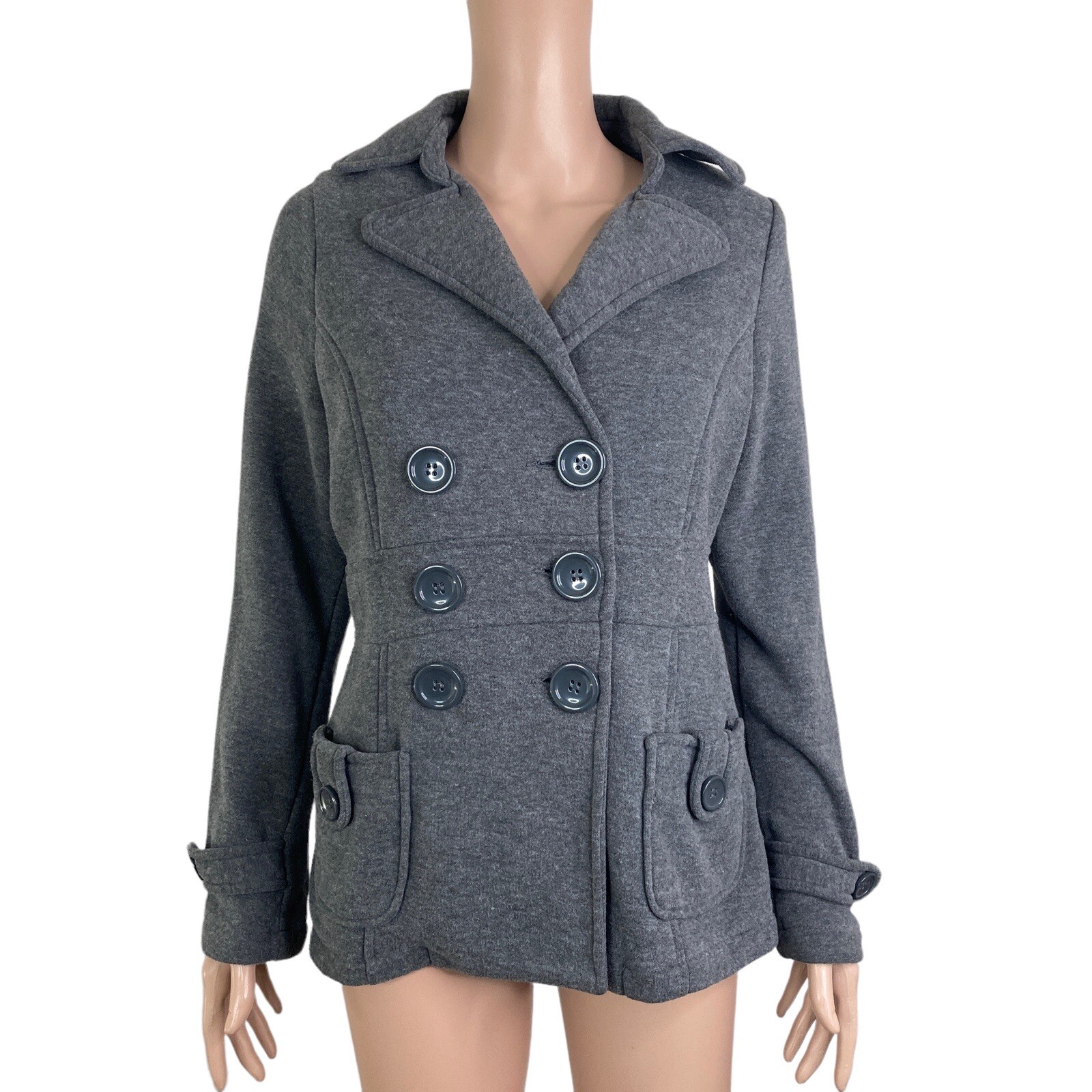 Iris Basic Jacket Womens Medium Gray Trench Butto… - image 7