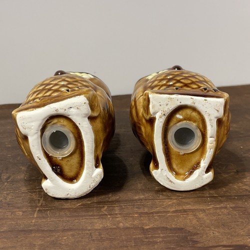 Shaker sale e pepe gufo vintage ceramica marrone - Foto 7 di 9