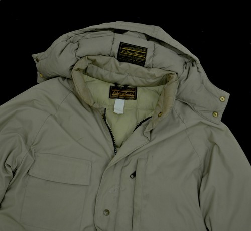 Parka Eddie Bauer Plumón de Ganso Superior Med Caqui Beige Capucha Polar Ártico de colección - Imagen 2 de 9