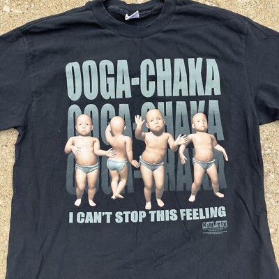90s Vintage Kinetix Ooga Chaka Baby Dancing Black Graphic
