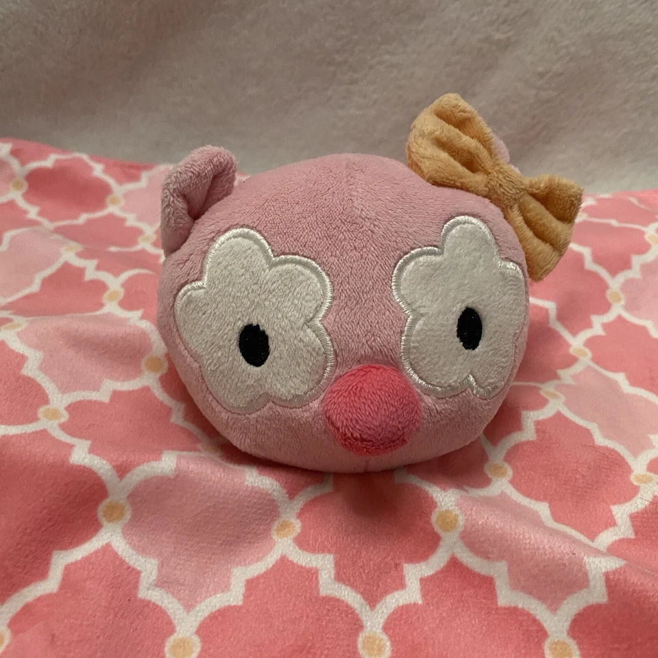 Manta de seguridad cuadrada boppy rosa búho naranja lazo satinado blanco desplazamiento bebé Lovey Foto 2 de 4