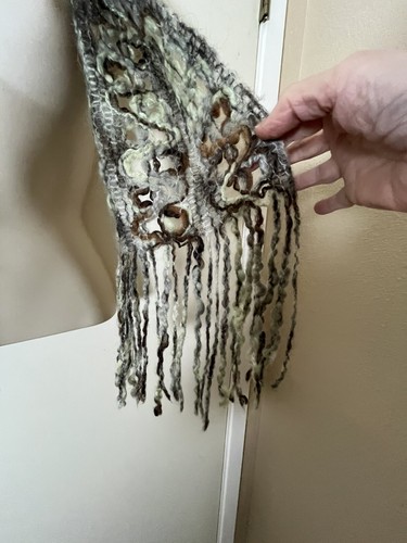 Urban Outfitters Pins and Needles Faux Mohair Scarf Variegated Gray Brown Green - Picture 2 of 5