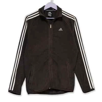 Veste Adidas Rétro Marron Foncé Avec Zip Et Logo Brodé - Taille S Homme - Photo 1/4