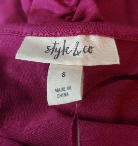 Top túnica de punto magenta magenta con dobladillo mangas fruncidas S Style & Co para mujer talla S nuevo con etiquetas - Imagen 6 de 9