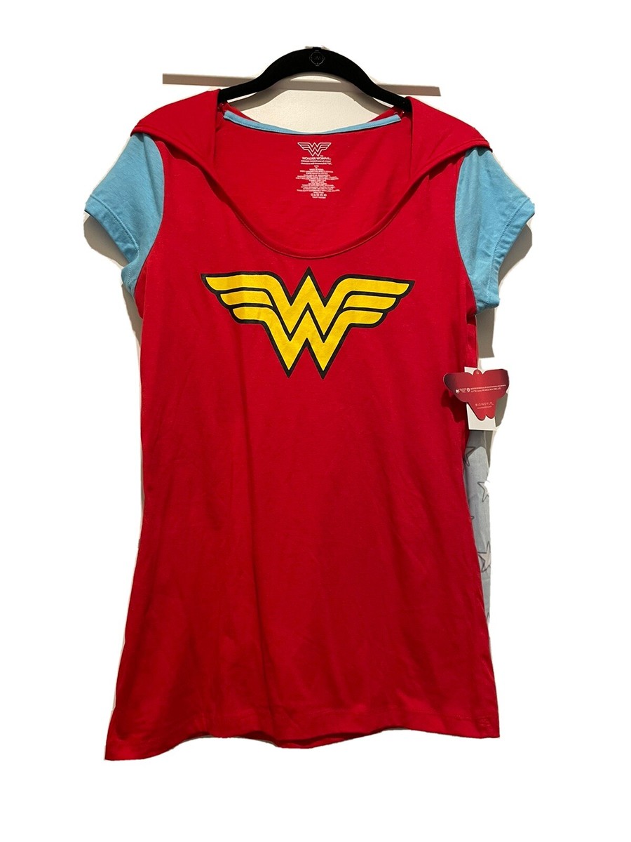 NWT Wonder Woman T-Shirt W/ HOOD Detachable Cape DC Comics