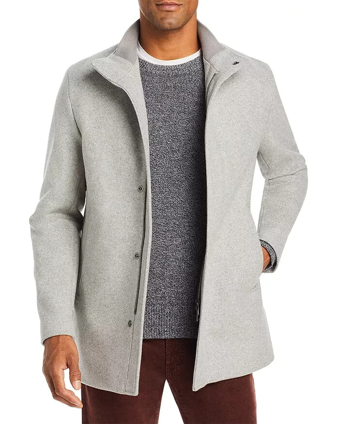 Theory X1611 Mens Gray Clarence Wool Blend Regular Fit Coat Size