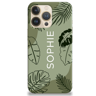 Personalisierte Handyhülle für iPhone 11 13 12 Xr Xs 14 15 7 8 Salbeigrün Name Geschenk