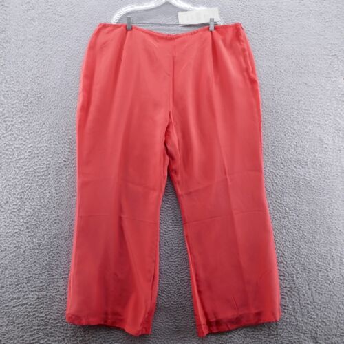Diane Gilman Womens Silk Wide Leg Pants 3X Coral Pink Lined Lightweight NEW