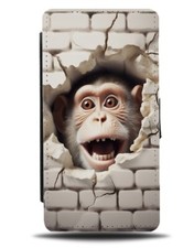 Funny Monkey 3D Design Through Wall Print Flip Wallet Case Monkeys Face Ape CV78