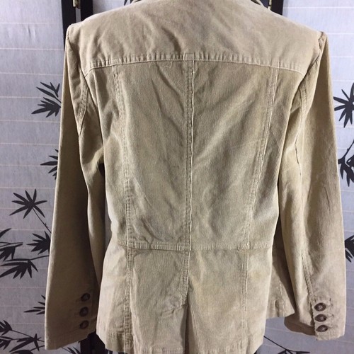 Women's Context Size 14 Tan Suede Leather 1 Button 2 Pocket Jacket Fully Lined - Picture 4 of 8
