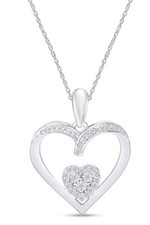 Simulated Diamond Dual Heart Pendant necklace For Women's In 14K Gold Plated