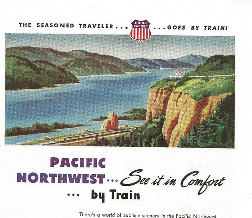 1950s Union Pacific Railroad Magazine Ad-Pacific Northwest-Columbia River Gorge