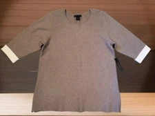 New Tahari Gray 3/4 Sleeve Tunic Sweater Sz 1X Side Zip Accent
